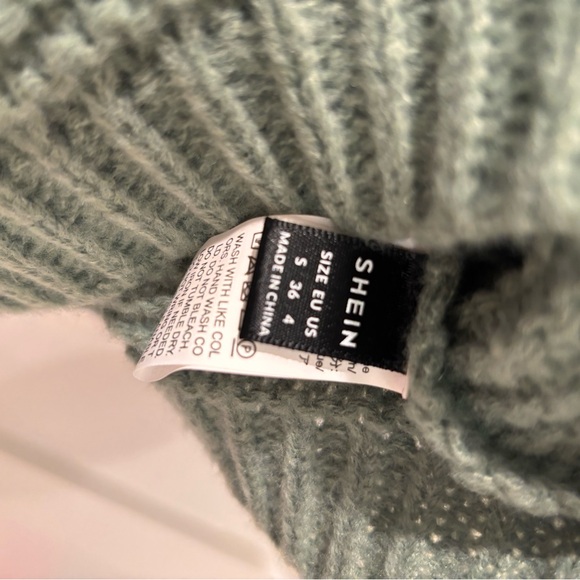 SHEIN Sage Green Cowl Neck Chunky Sweater - Picture 4 of 5
